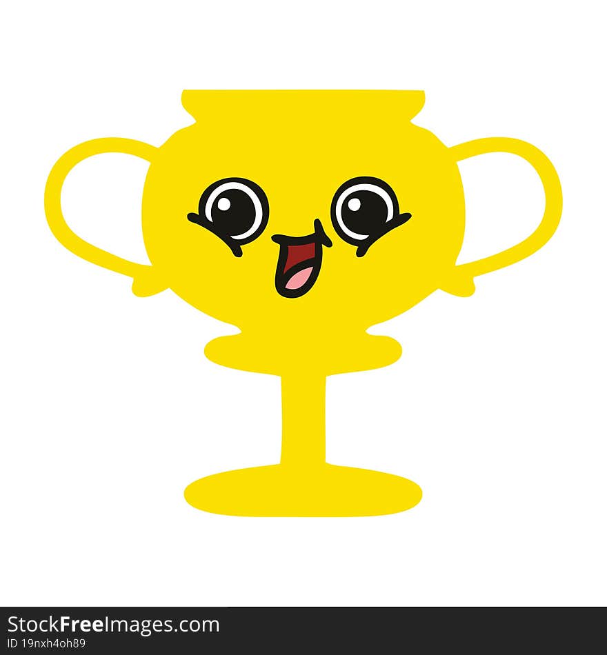 flat color retro cartoon trophy