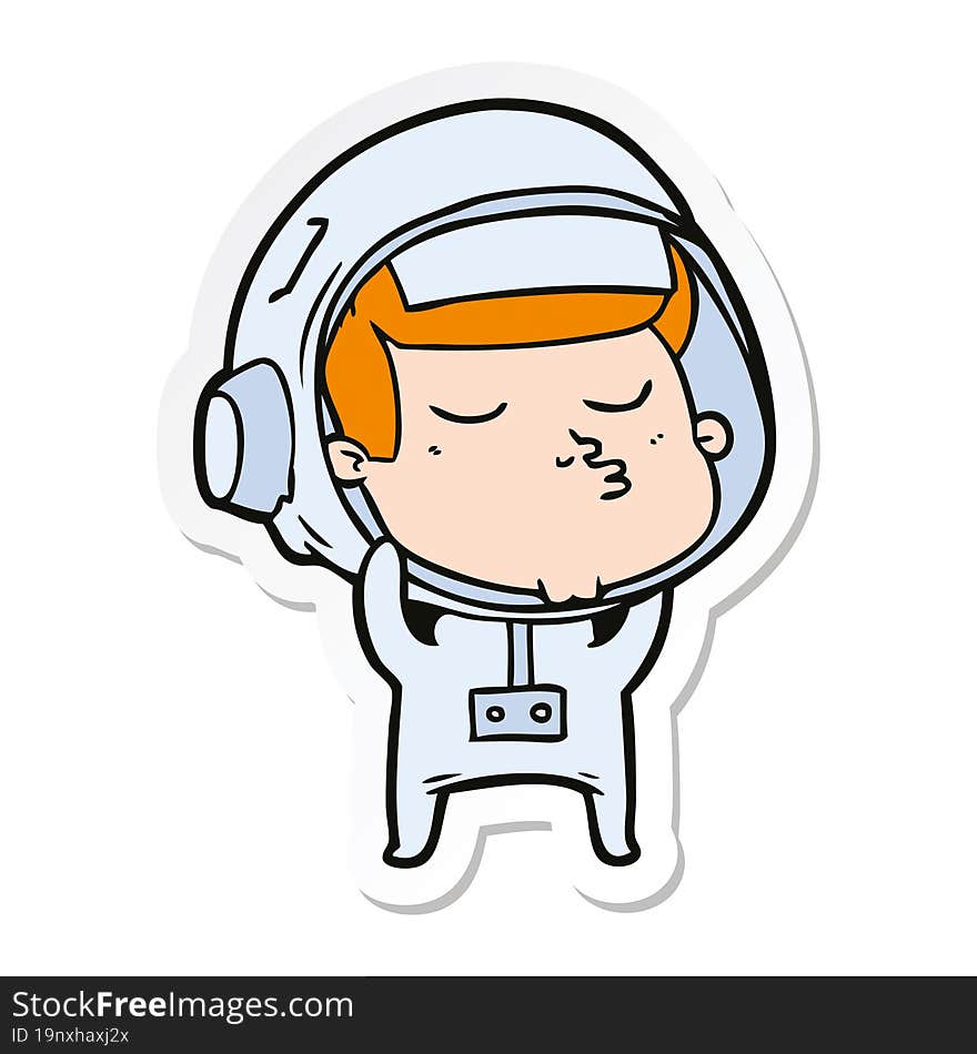 sticker of a cartoon confident astronaut