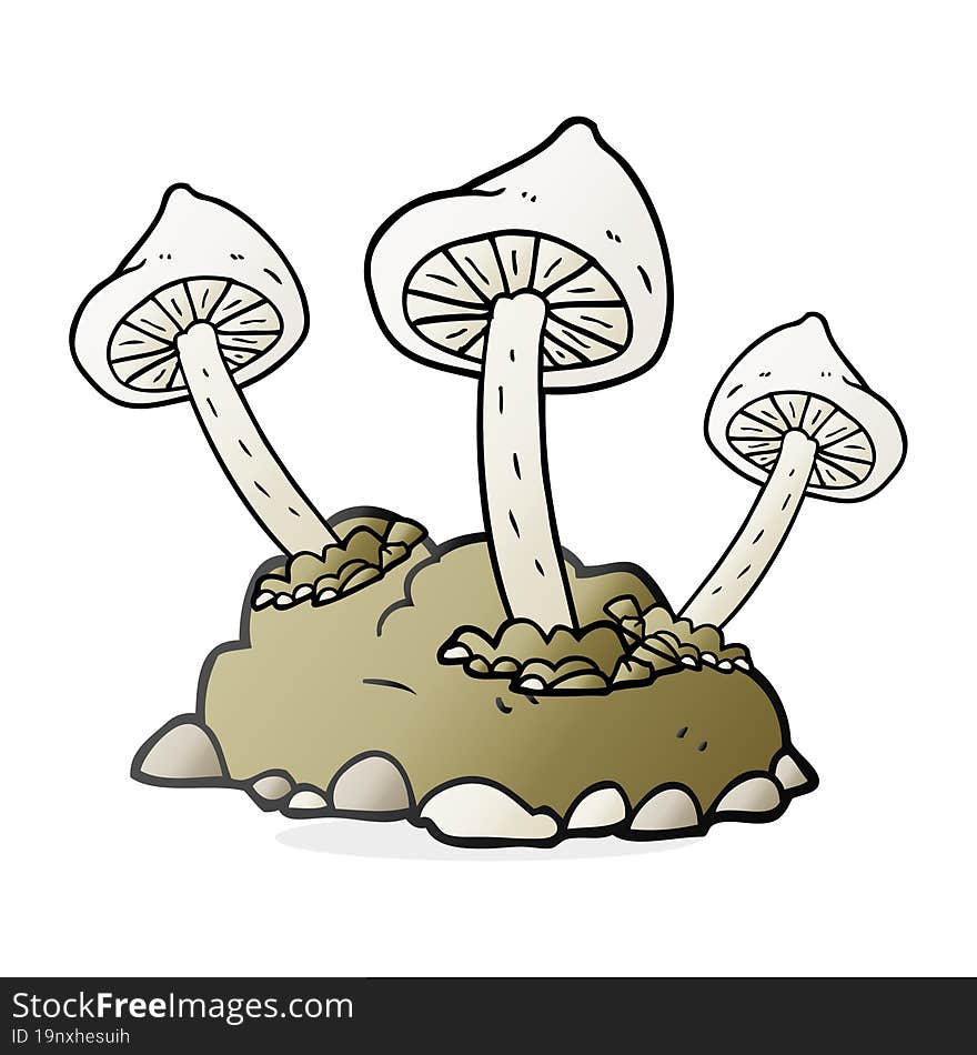 Cartoon Mushrooms Growing