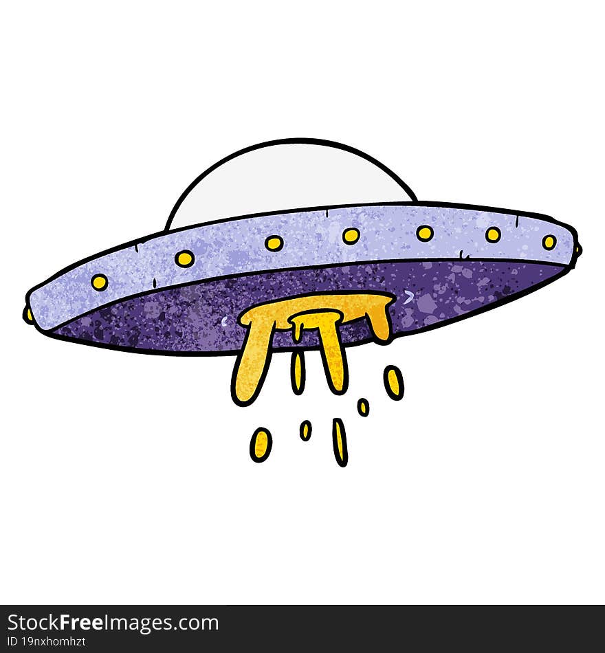 cartoon flying UFO. cartoon flying UFO