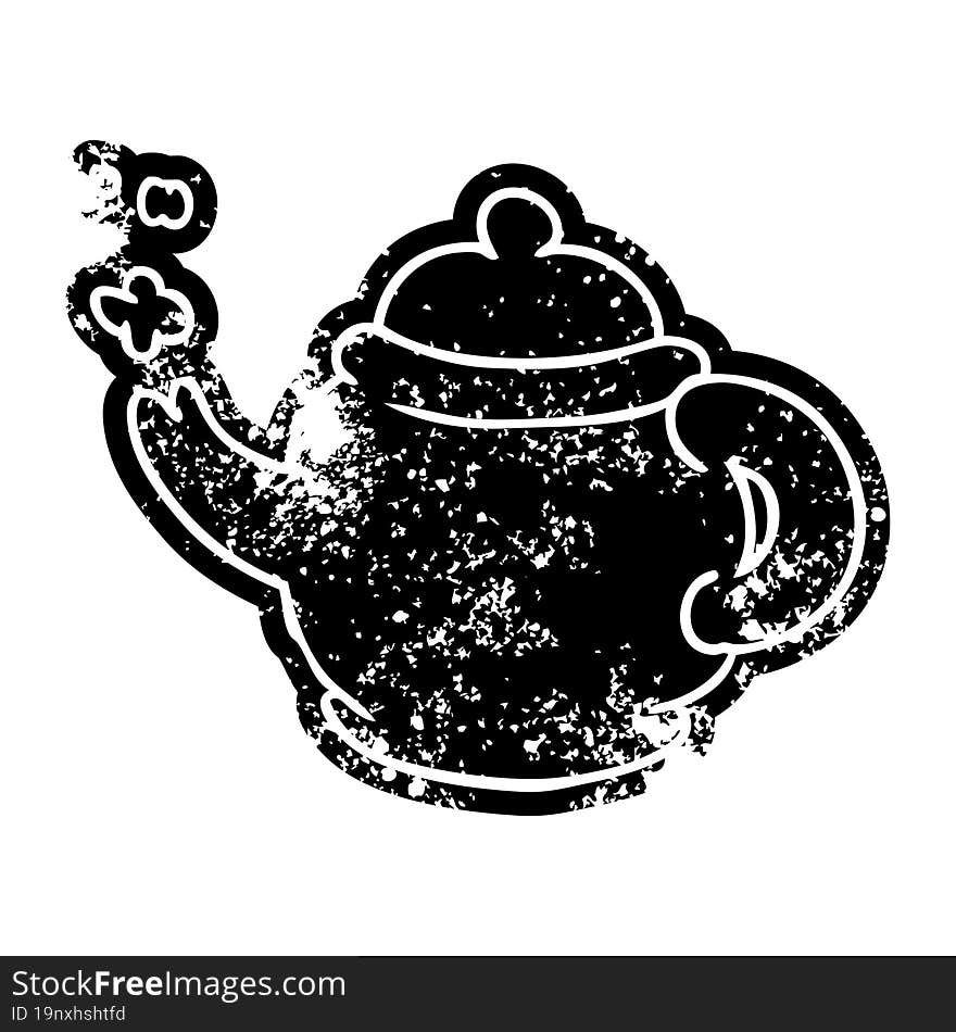 grunge icon drawing of a blue tea pot