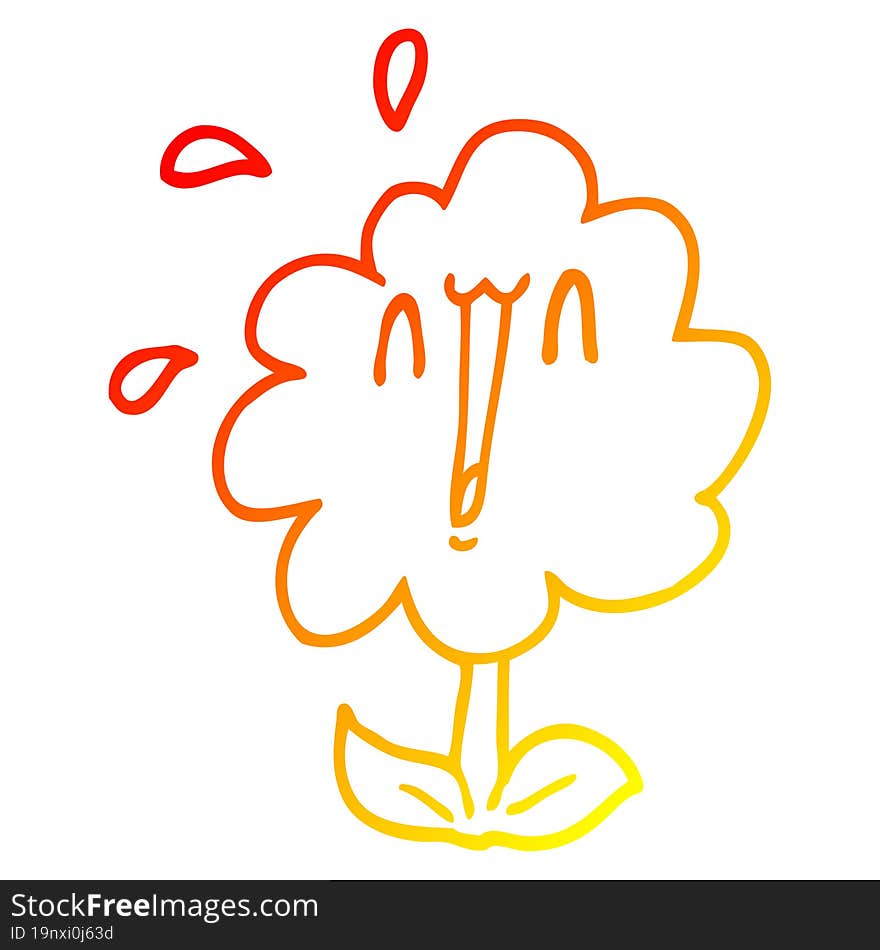 warm gradient line drawing cartoon flower