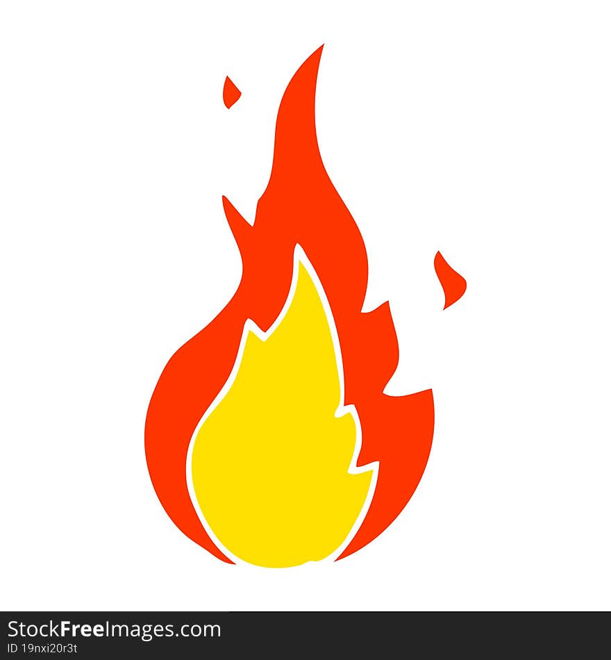 Flat Color Illustration Cartoon Flame Symbol