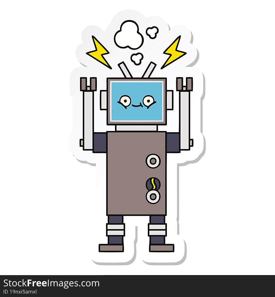 Sticker Of A Cute Cartoon Robot