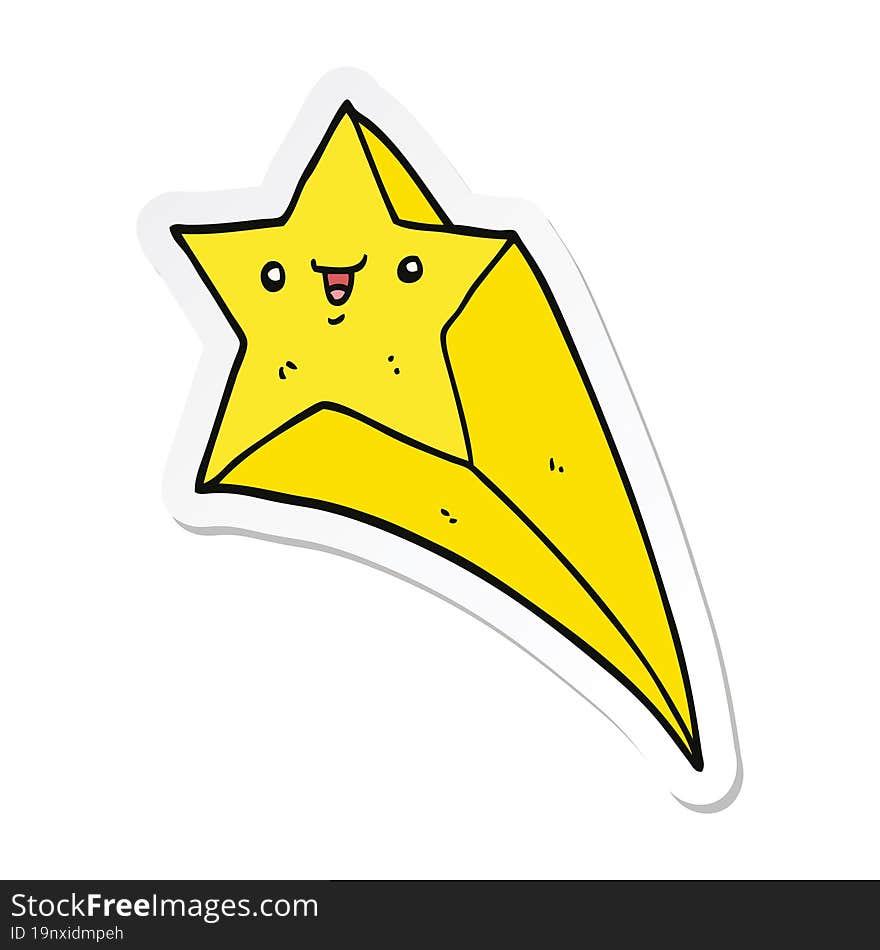 sticker of a cartoon shooting star