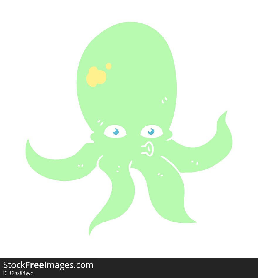 flat color illustration of a cartoon octopus