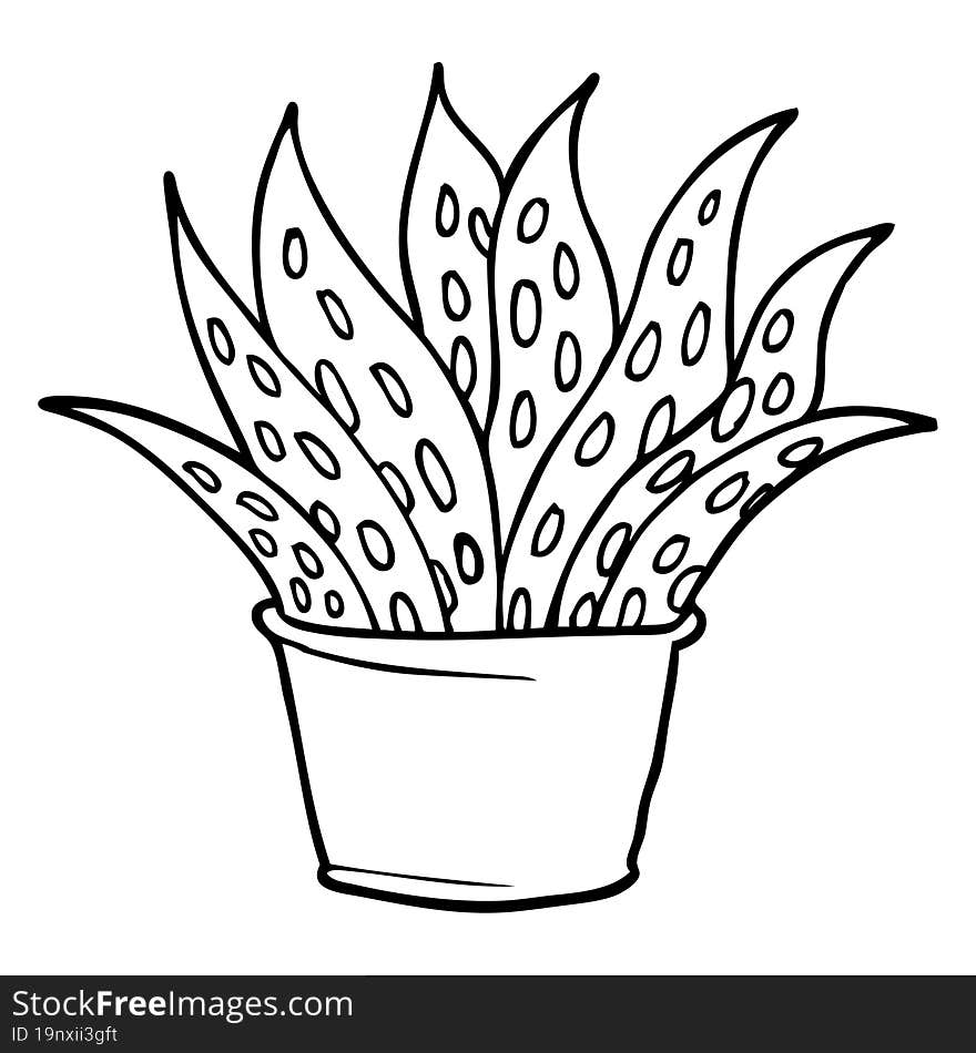 line drawing cartoon house plant