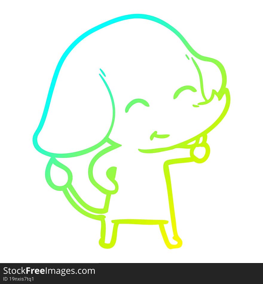 Cold Gradient Line Drawing Cute Cartoon Elephant