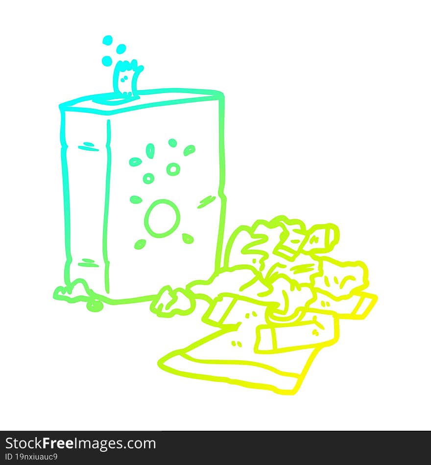 cold gradient line drawing of a washing powder and laundry