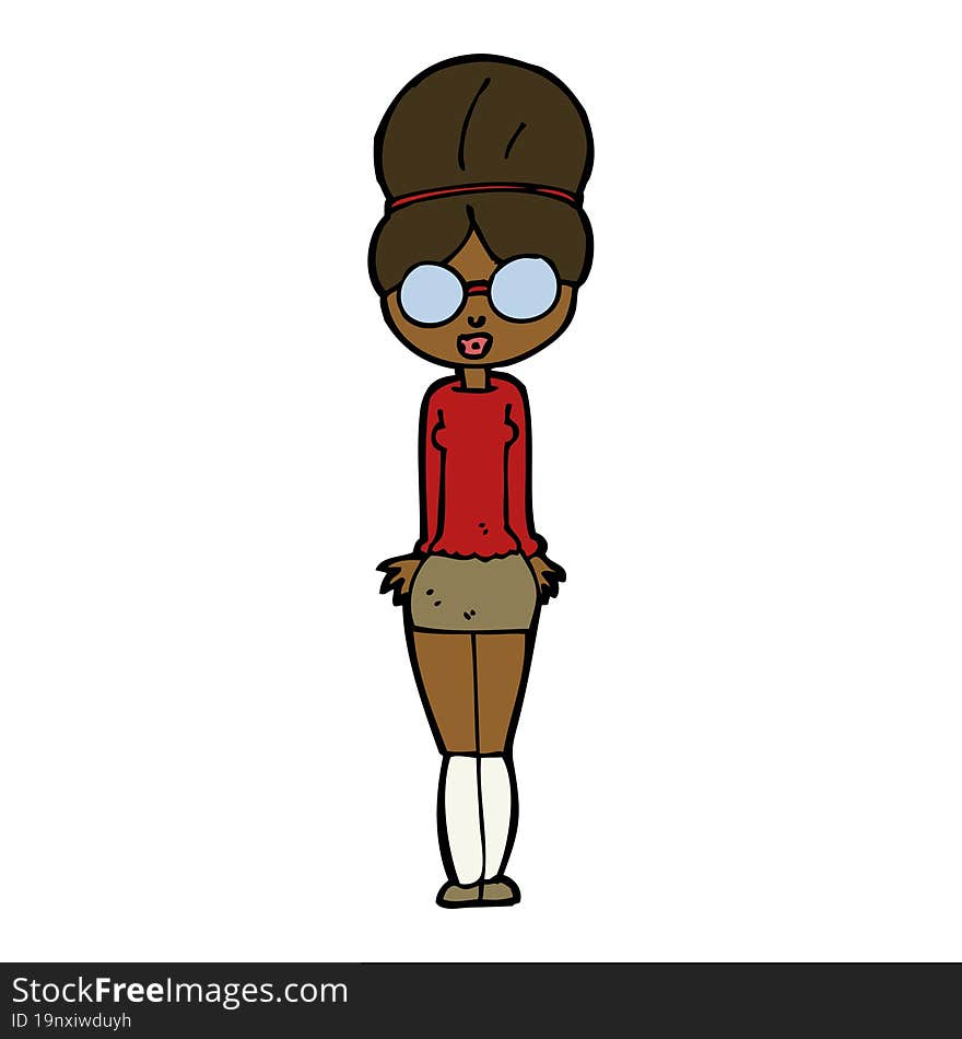 cartoon librarian woman