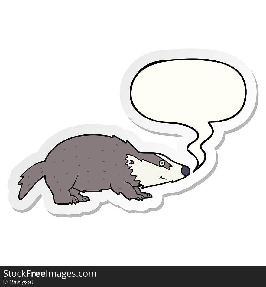 cartoon badger and speech bubble sticker