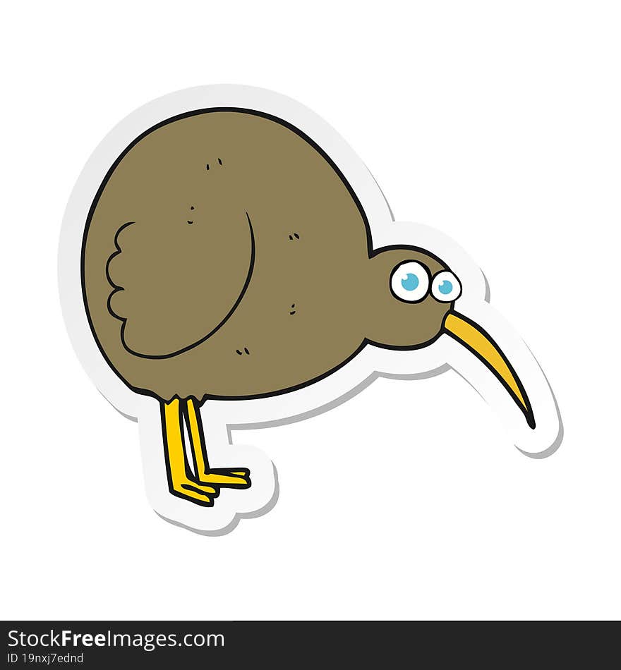 sticker of a cartoon kiwi bird