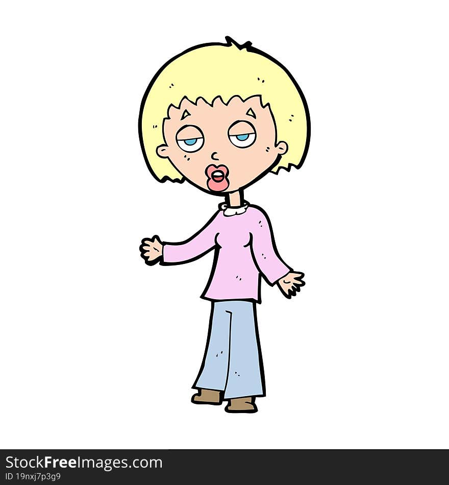 cartoon tired woman