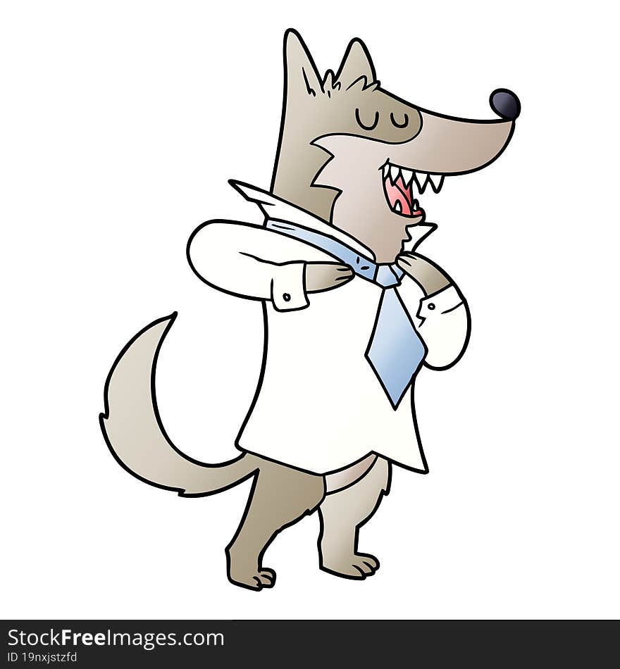 cartoon office wolf getting dressed. cartoon office wolf getting dressed