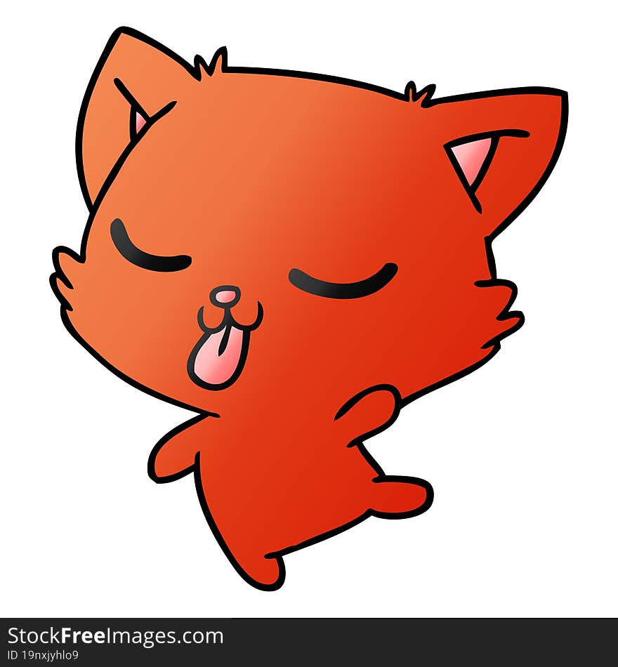 Gradient Cartoon Of Cute Kawaii Cat