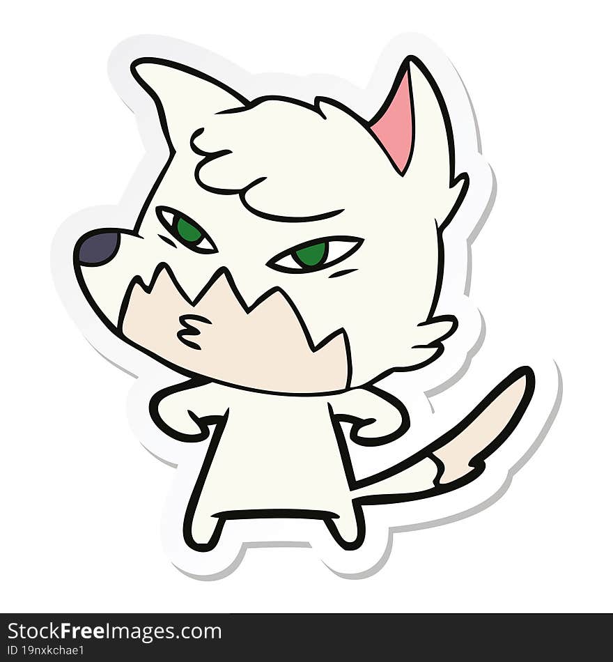 sticker of a clever cartoon fox