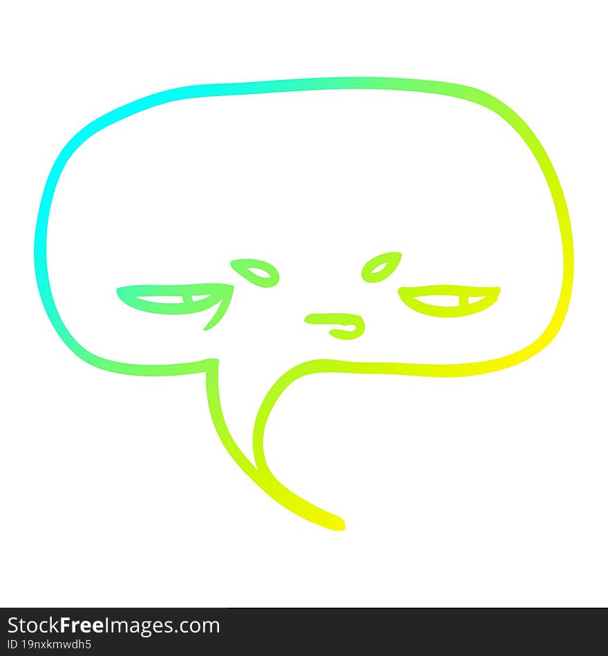 cold gradient line drawing cartoon speech bubble with face