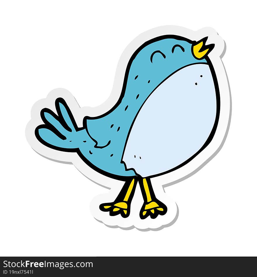 sticker of a cartoon singing bird