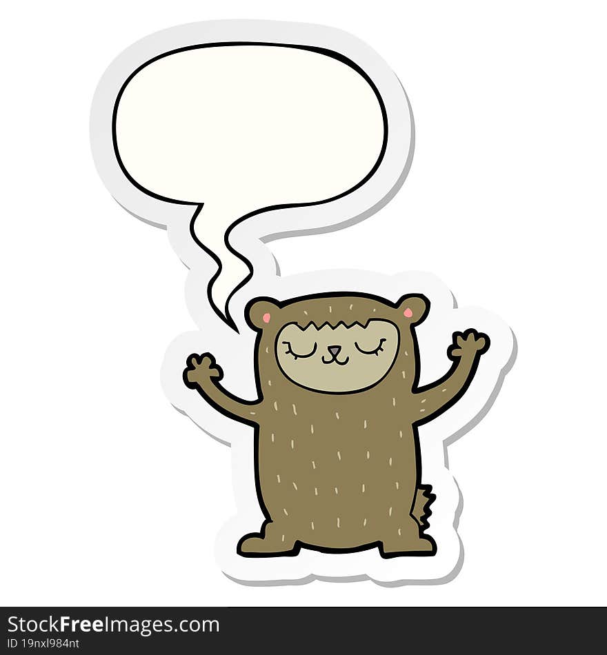 cute cartoon bear and speech bubble sticker