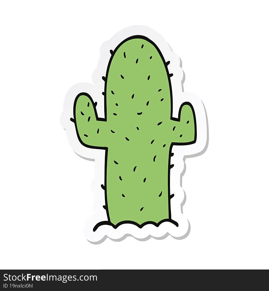 sticker of a cartoon cactus