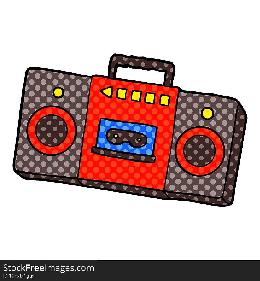 cartoon retro cassette tape player. cartoon retro cassette tape player