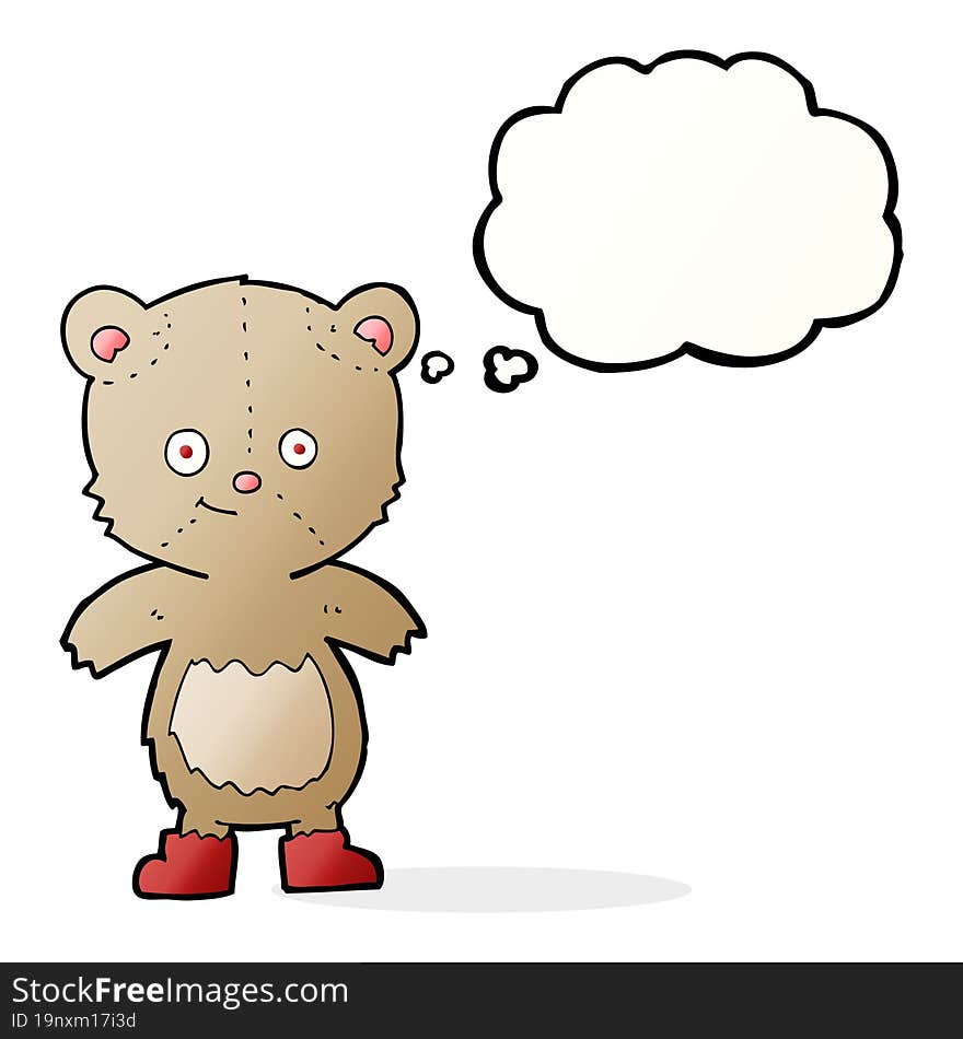 cartoon cute teddy bear with thought bubble