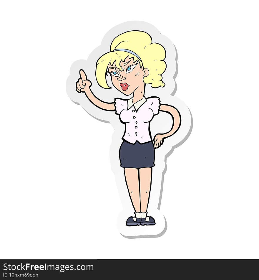 sticker of a cartoon woman with idea