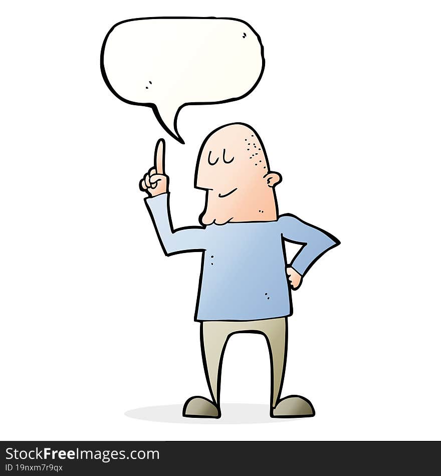 Cartoon Man Pointing Finger With Speech Bubble