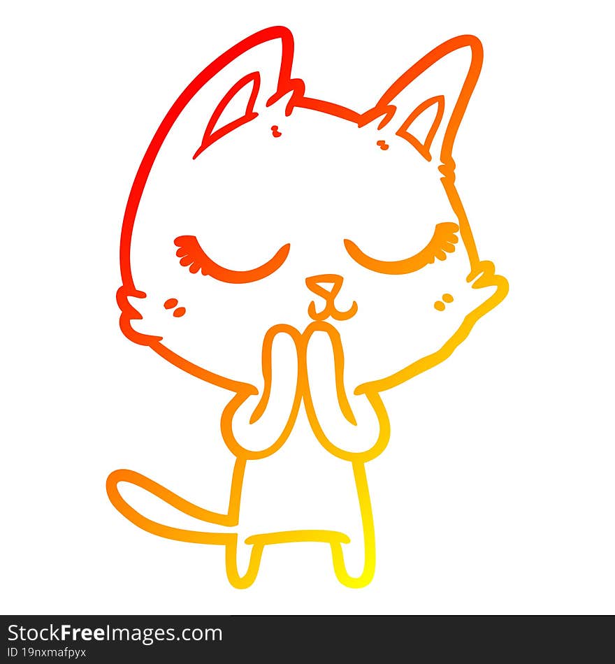 warm gradient line drawing calm cartoon cat