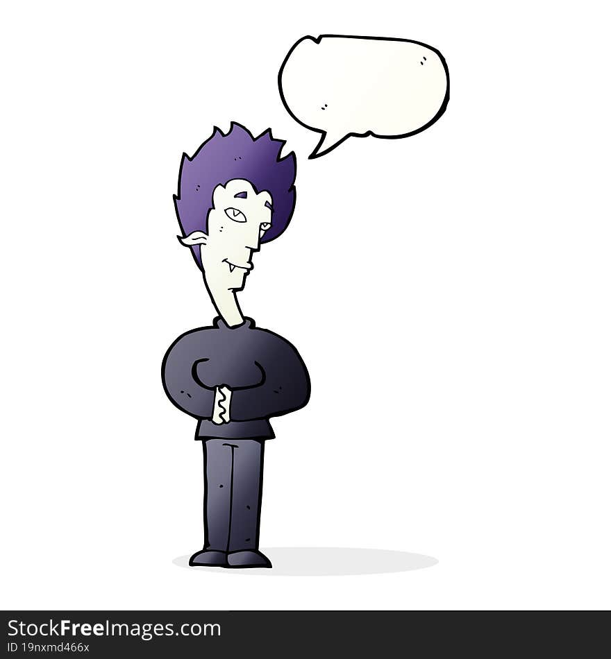 cartoon vampire with speech bubble