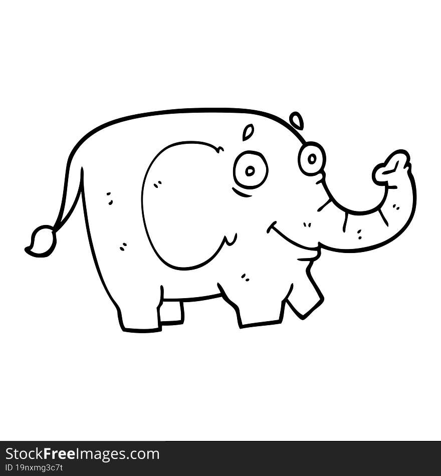 line drawing cartoon funny elephant