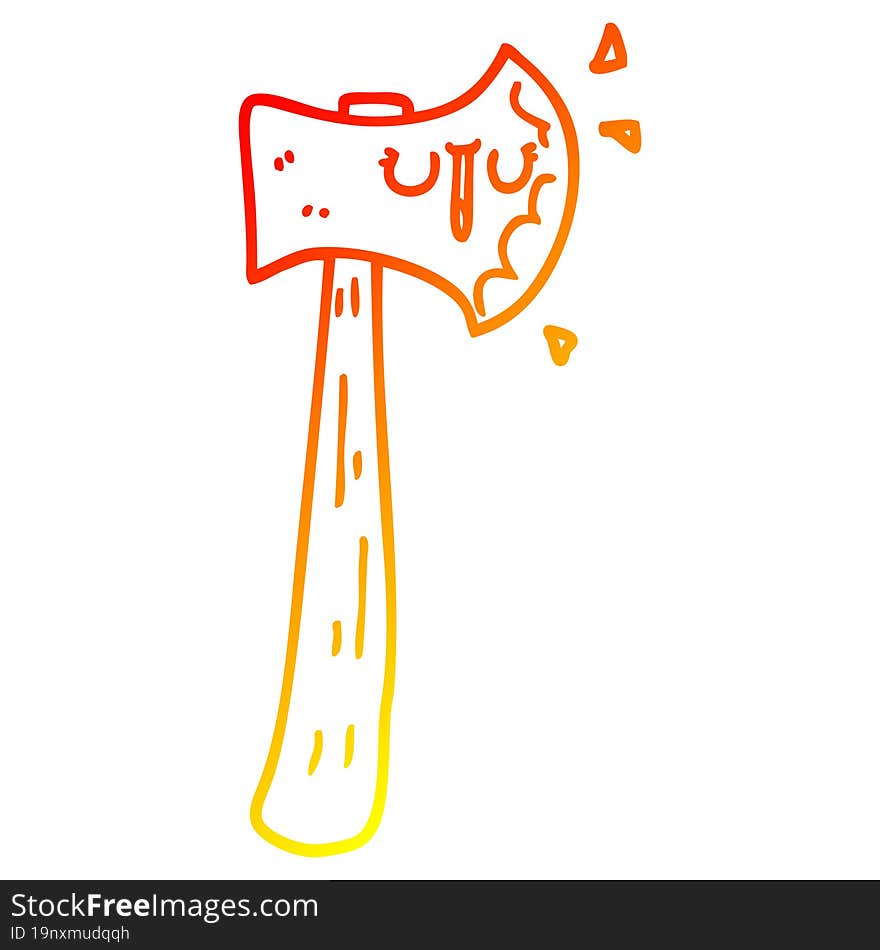 warm gradient line drawing cartoon axe