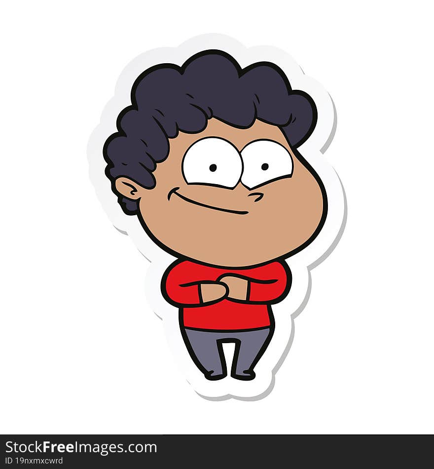 sticker of a cartoon happy man