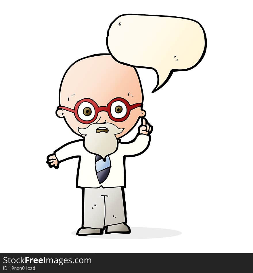 cartoon professor with speech bubble