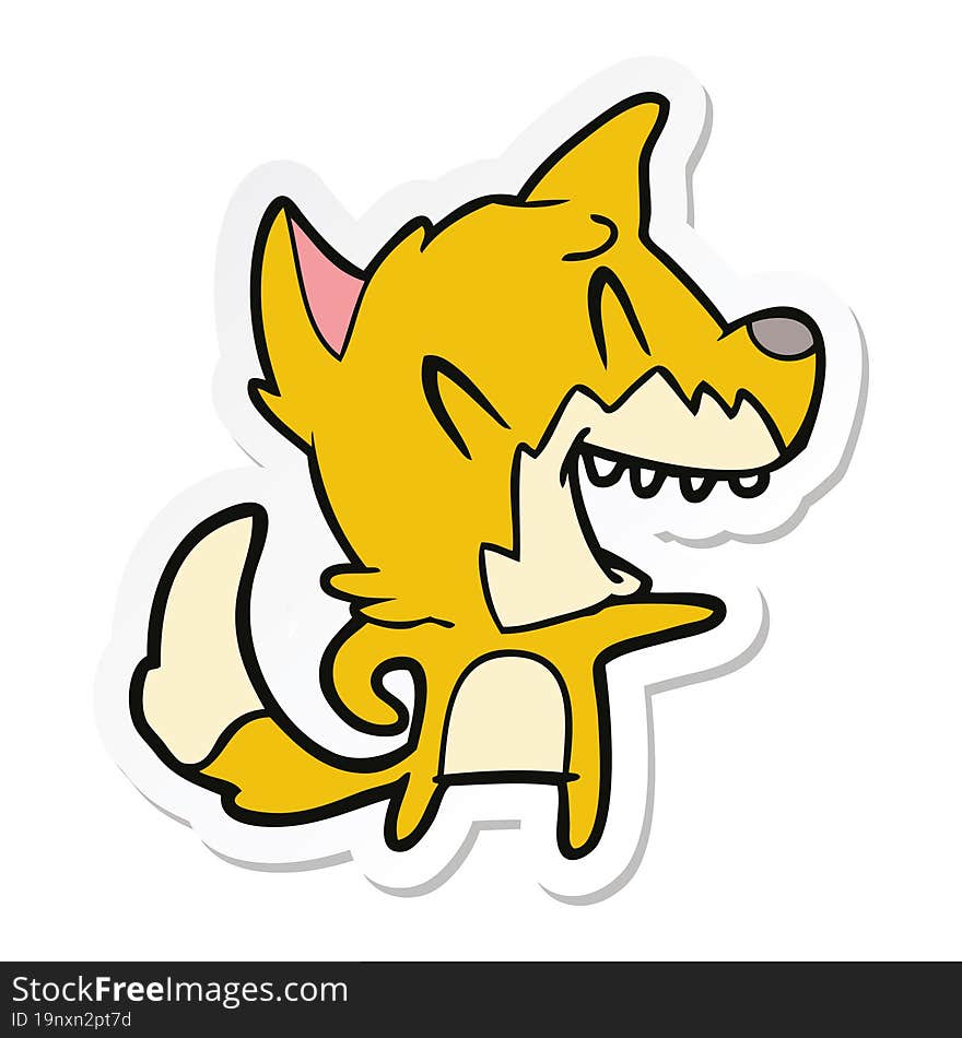 sticker of a laughing fox cartoon