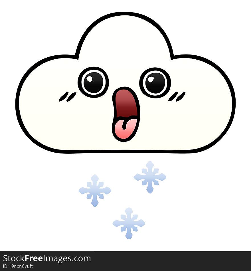 Gradient Shaded Cartoon Snow Cloud