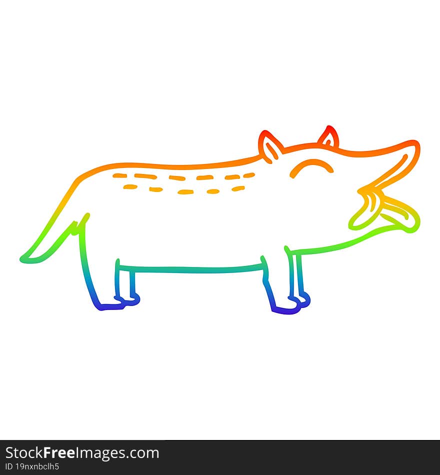 Rainbow Gradient Line Drawing Cartoon Funny Dog