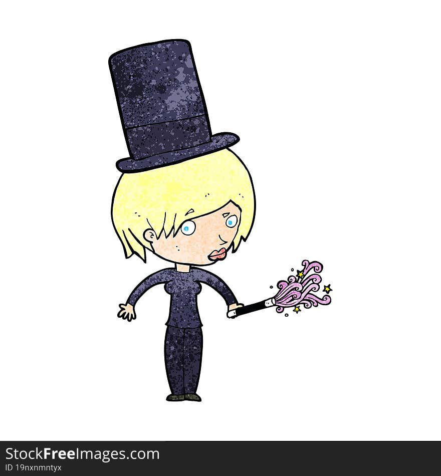 cartoon female magician