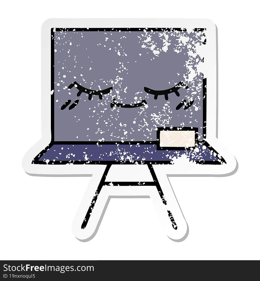 Distressed Sticker Of A Cute Cartoon Chalkboard