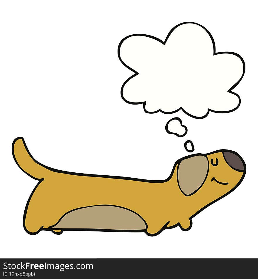 cartoon dog with thought bubble. cartoon dog with thought bubble