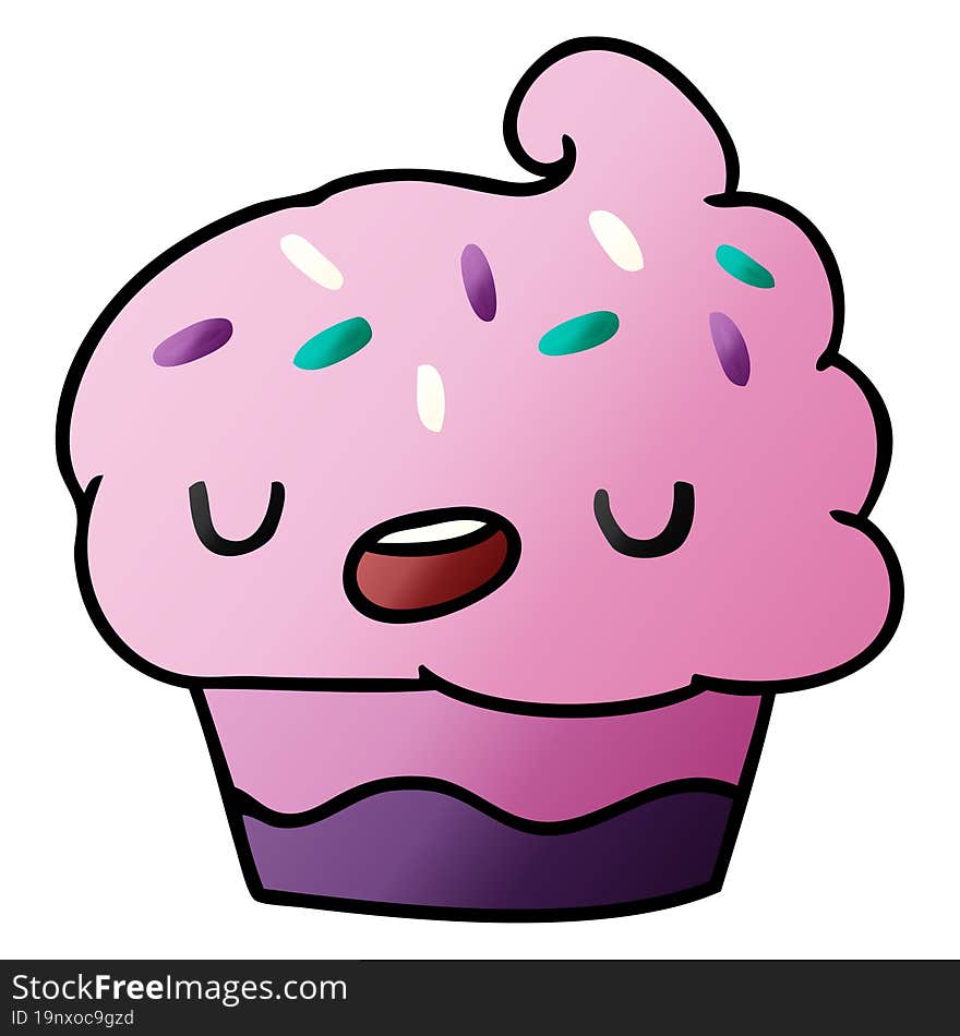 gradient cartoon illustration kawaii of a cute cupcake. gradient cartoon illustration kawaii of a cute cupcake