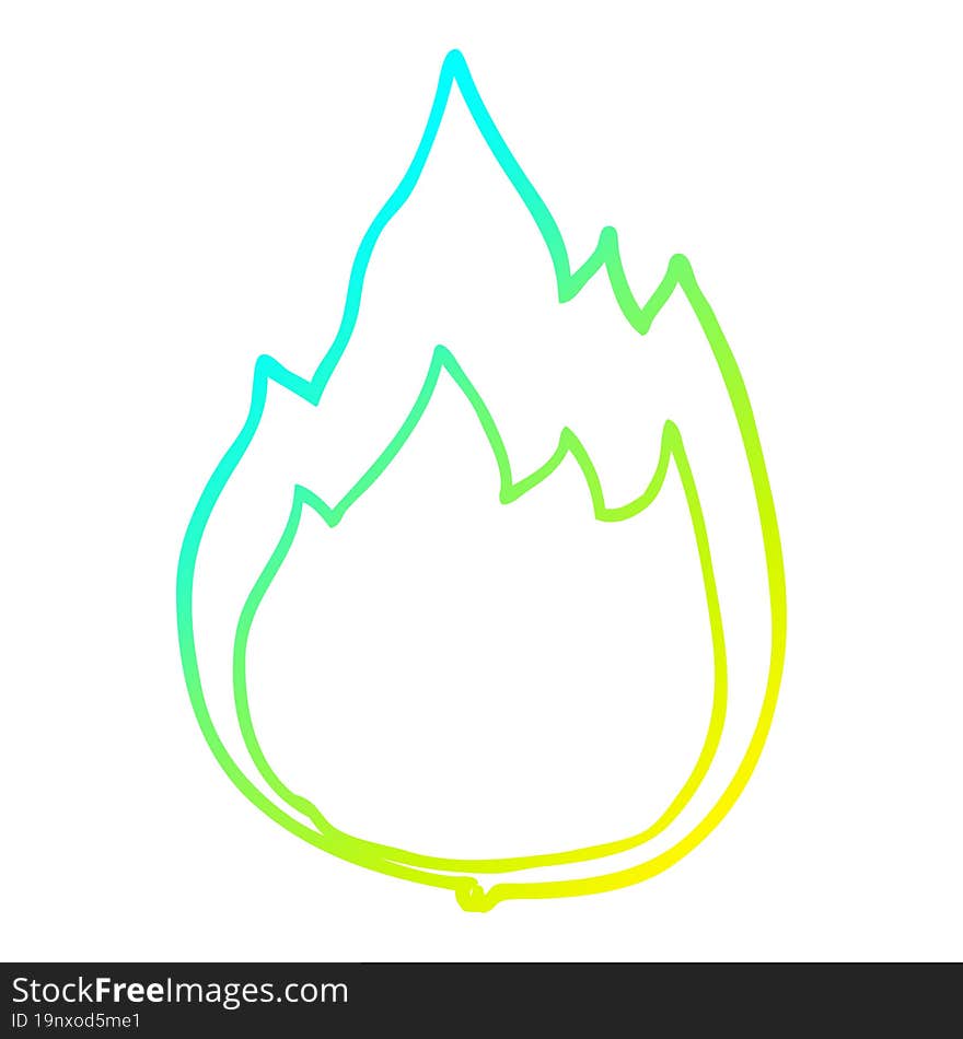 cold gradient line drawing cartoon fire