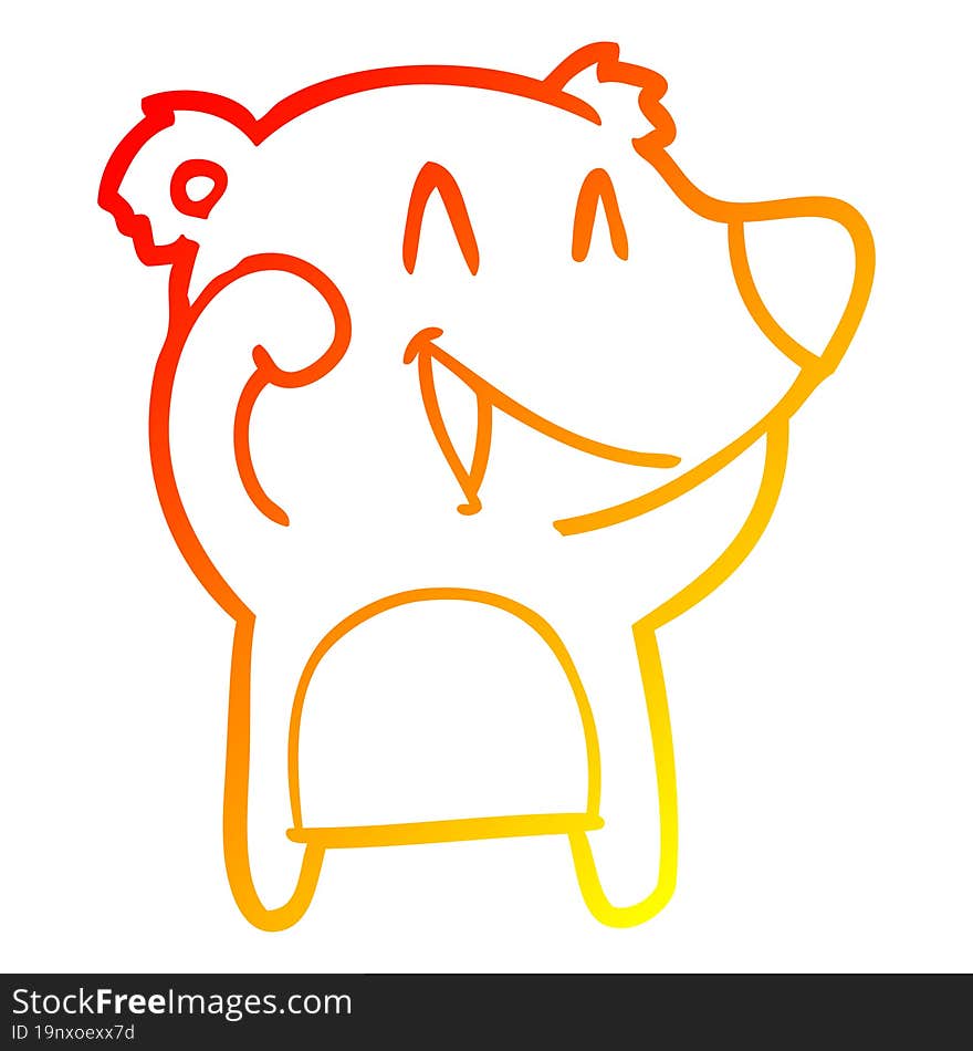 warm gradient line drawing laughing bear cartoon