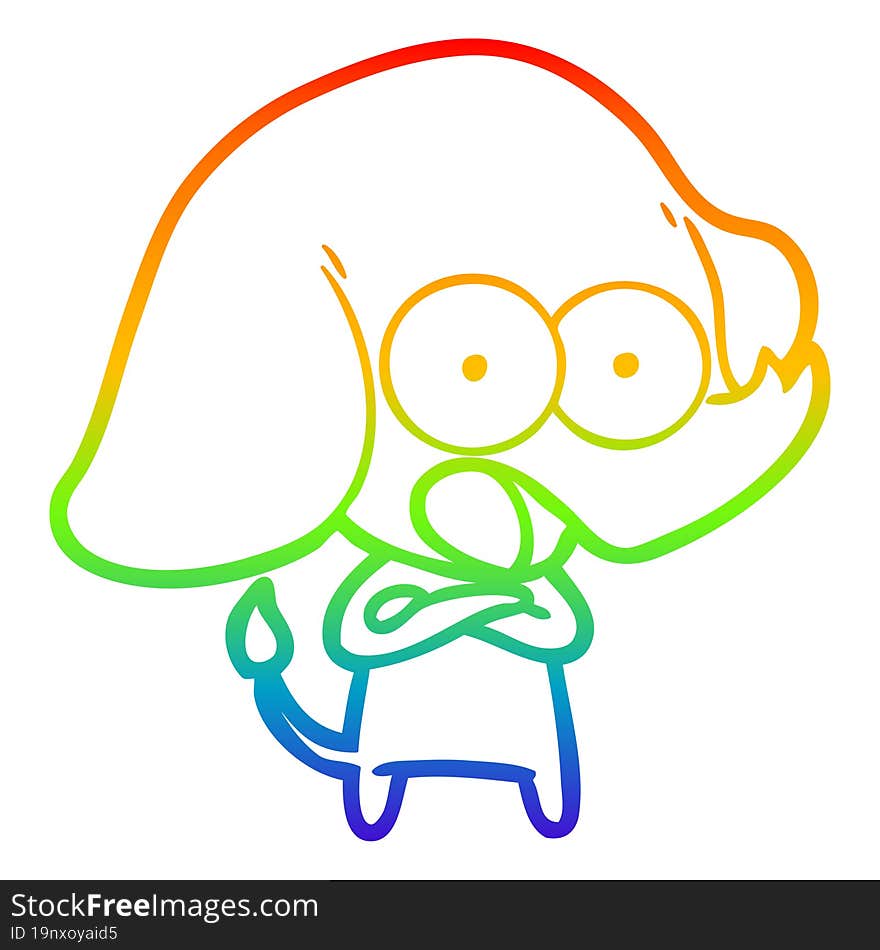 rainbow gradient line drawing cute cartoon elephant