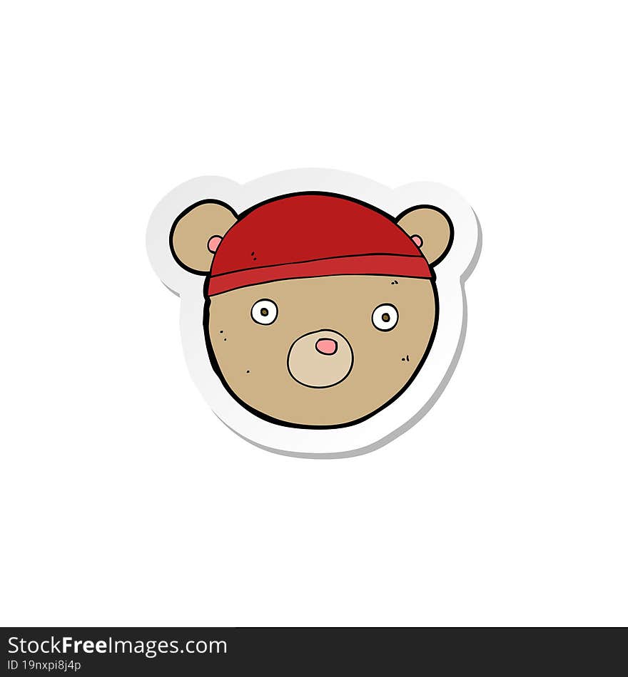 Sticker Of A Cartoon Teddy Bear Hat