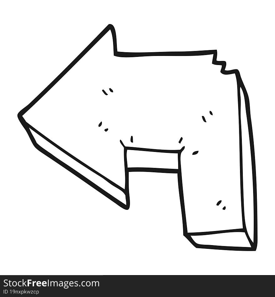 black and white cartoon direction arrow