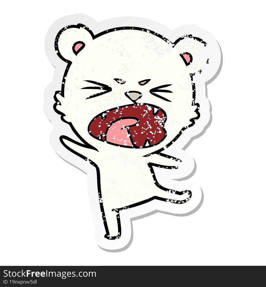 Distressed Sticker Of A Angry Cartoon Polar Bear