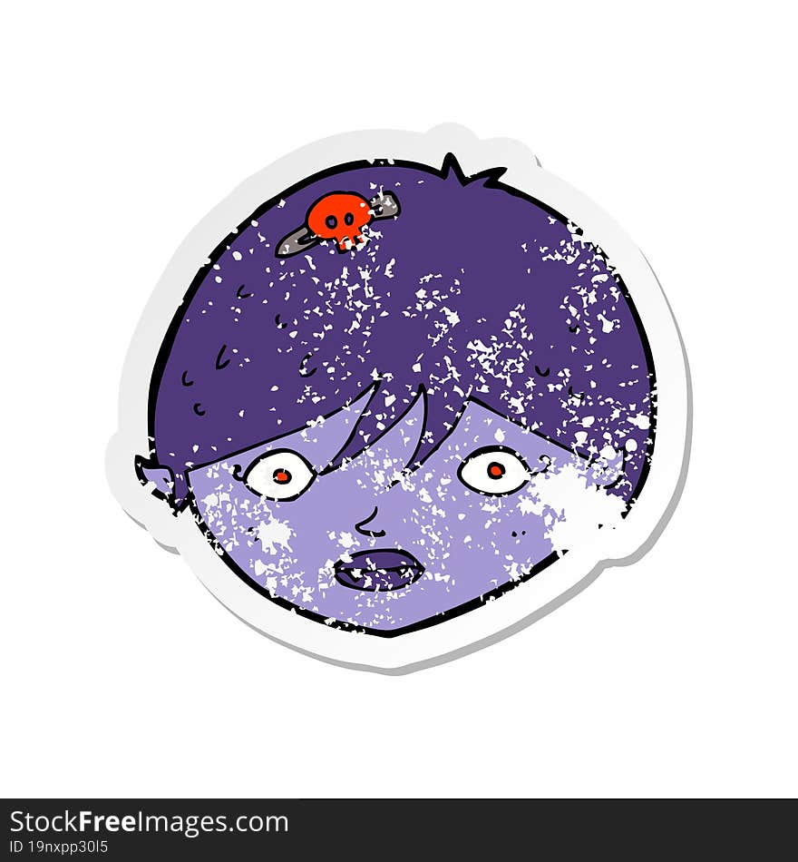 retro distressed sticker of a cartoon vampire face