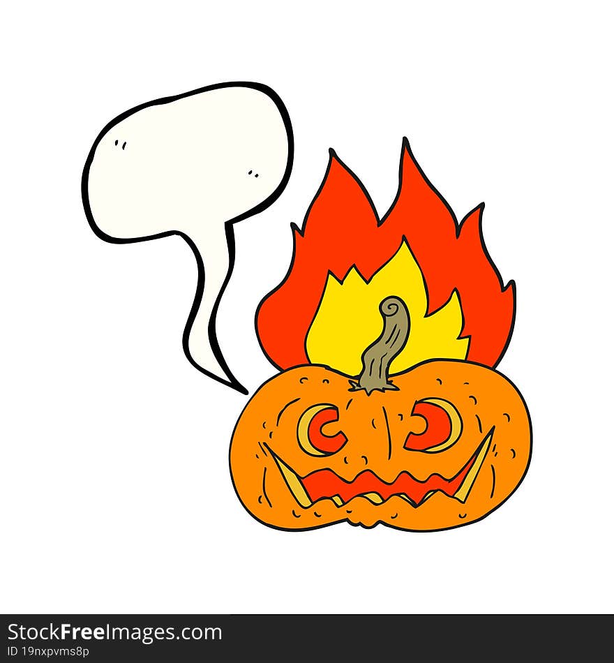 speech bubble cartoon flaming halloween pumpkin