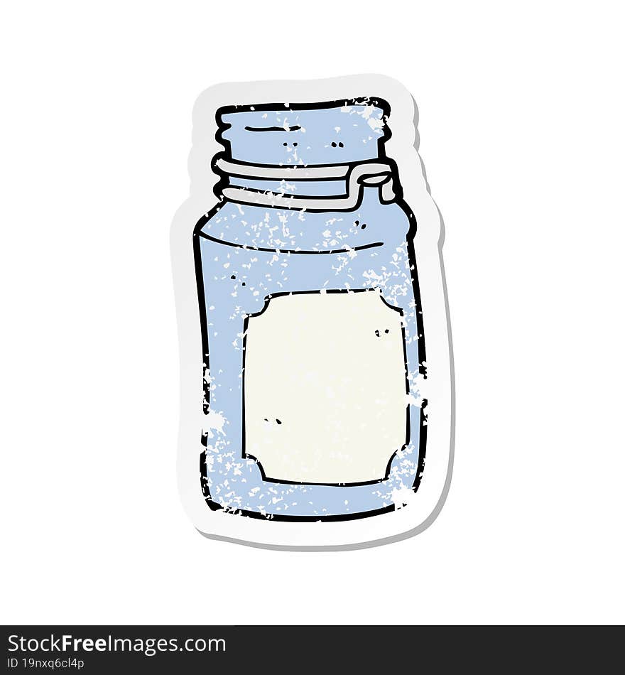 Retro Distressed Sticker Of A Cartoon Kitchen Jar